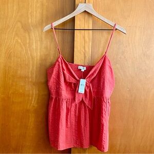 LOFT Coral Camisole with Bow Spaghetti Straps - Large